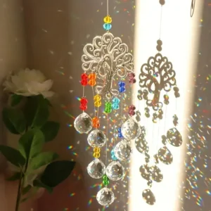 New Colorful Tree of Life Crystal Pendant Sunshine Collection Hanging Ornament Home Wind Chime Outdoor Garden Decoration Crafts